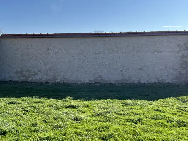 Mur de clôture entièrement rénové avec couronnement en tuiles